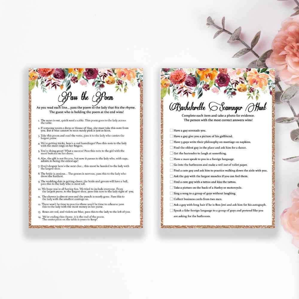 32 Printable Bridal Shower Games Bundle - Green In May