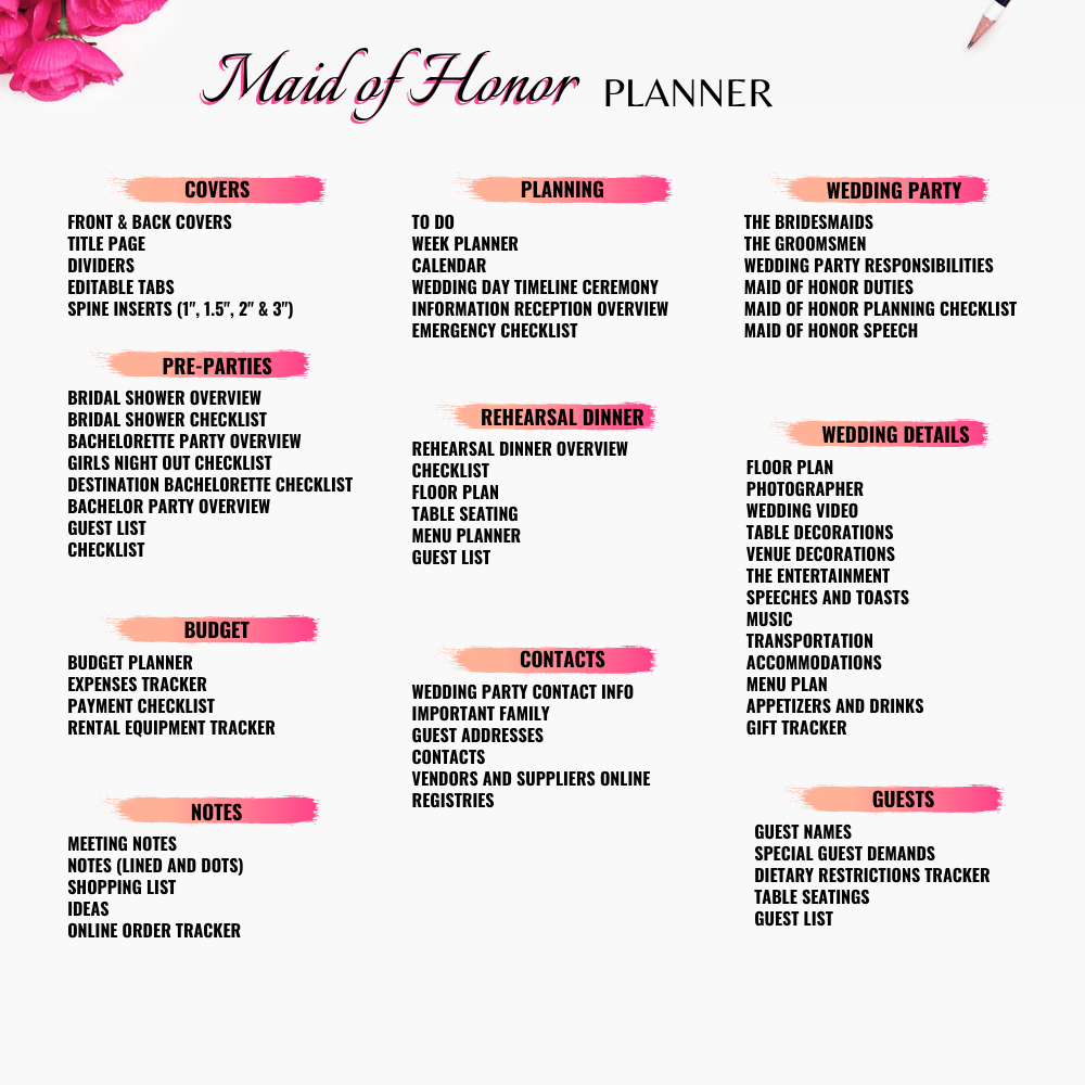 Maid Of Honor Planning Binder Green In May